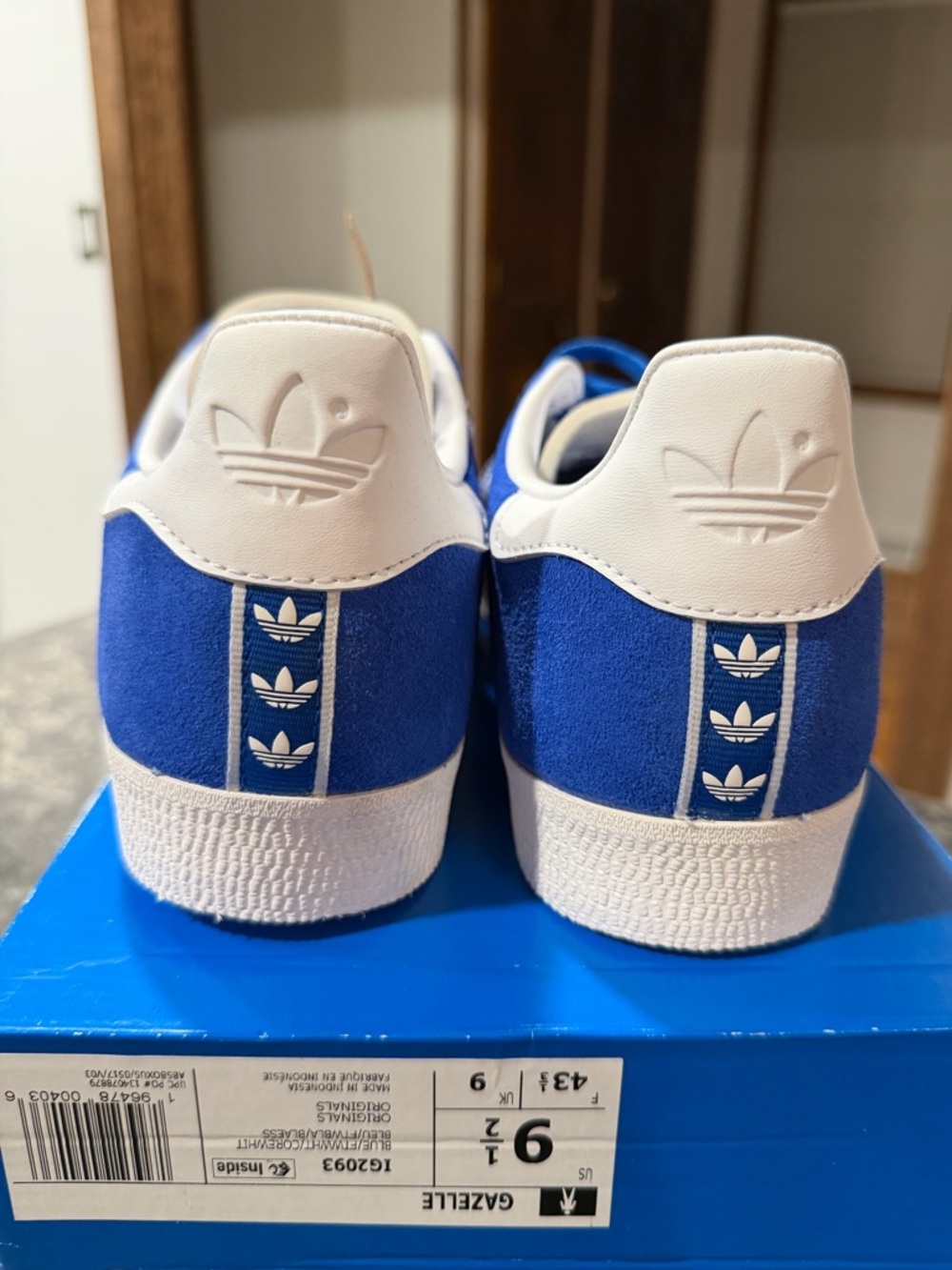 NEW Adidas Originals Gazelle- Blue Cloud White (IG2093) - Picture 5 of 8